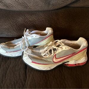 Nike Reax White and Pink Athletic Shoes, youth size 5.5Y, women’s size 7